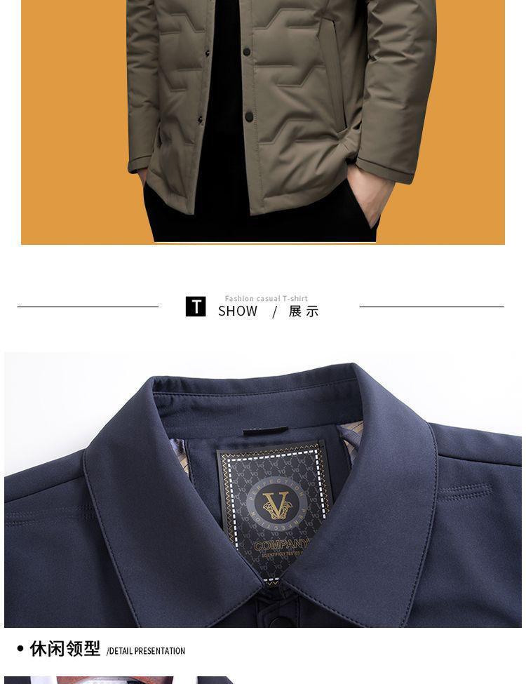 Middle-Aged Men's Autumn and Winter Lapel Jacket, Dad's Cotton Coat, Thickened Warm Cotton-Padded Jacket, Men's Winter Cotton Coat