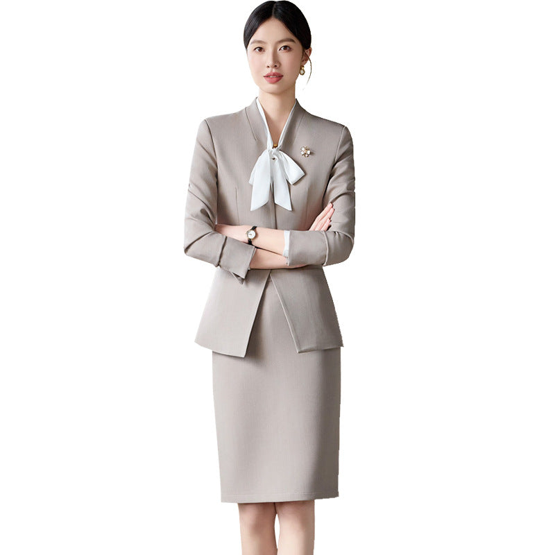 High-End Spring & Fall Hotel Front Desk Professional Wear Long-Sleeved Sales Department Reception 4S Store Sales Consultant Fashion Suit Suit