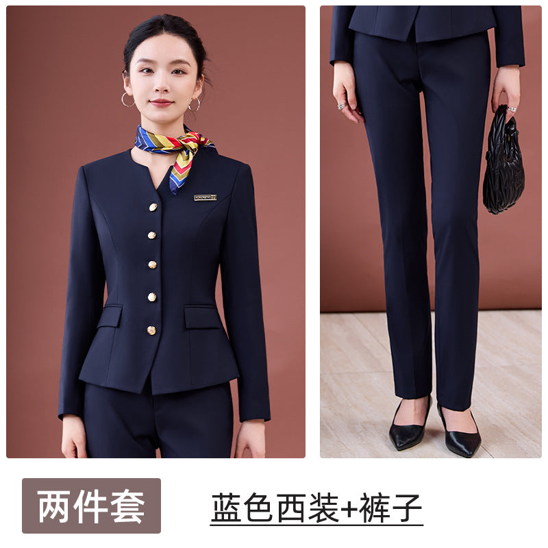 Professional Suit Suit Women's Autumn and Winter New Hotel Front Desk Jewelry Store Workwear Beauty Salon Front Desk Manager Workwear