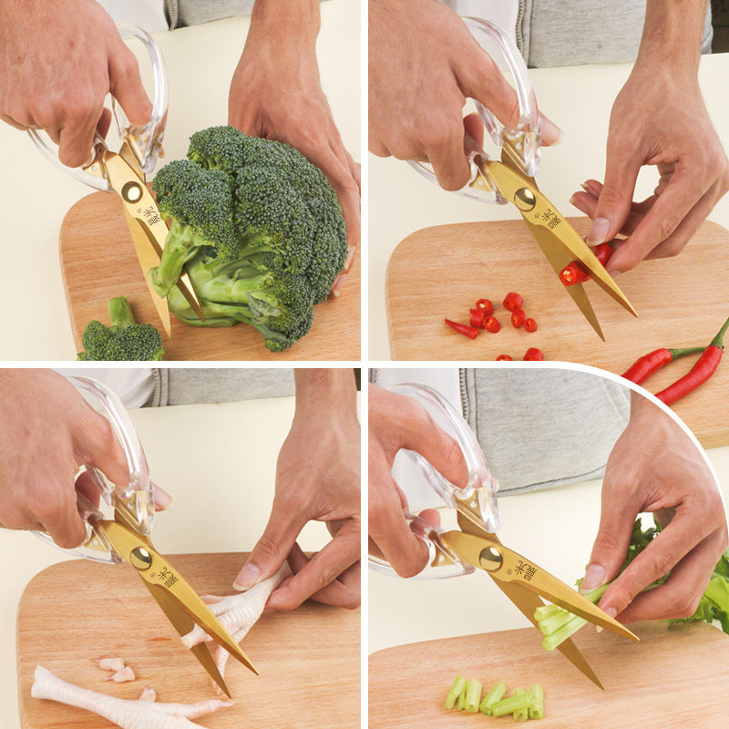Chengguang household scissors kitchen ins style acrylic scissors simple transparent scissors stainless steel baby food supplement scissors