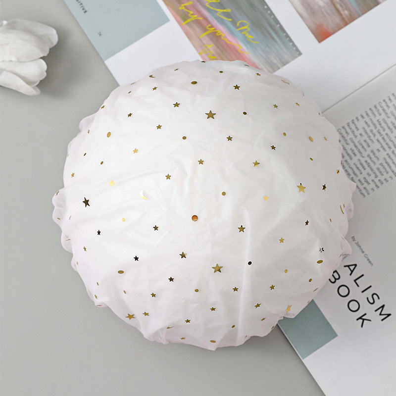 Double-layer shower cap waterproof shower head set household women's summer shower cap hair set kitchen anti-oil smoke film special wholesale