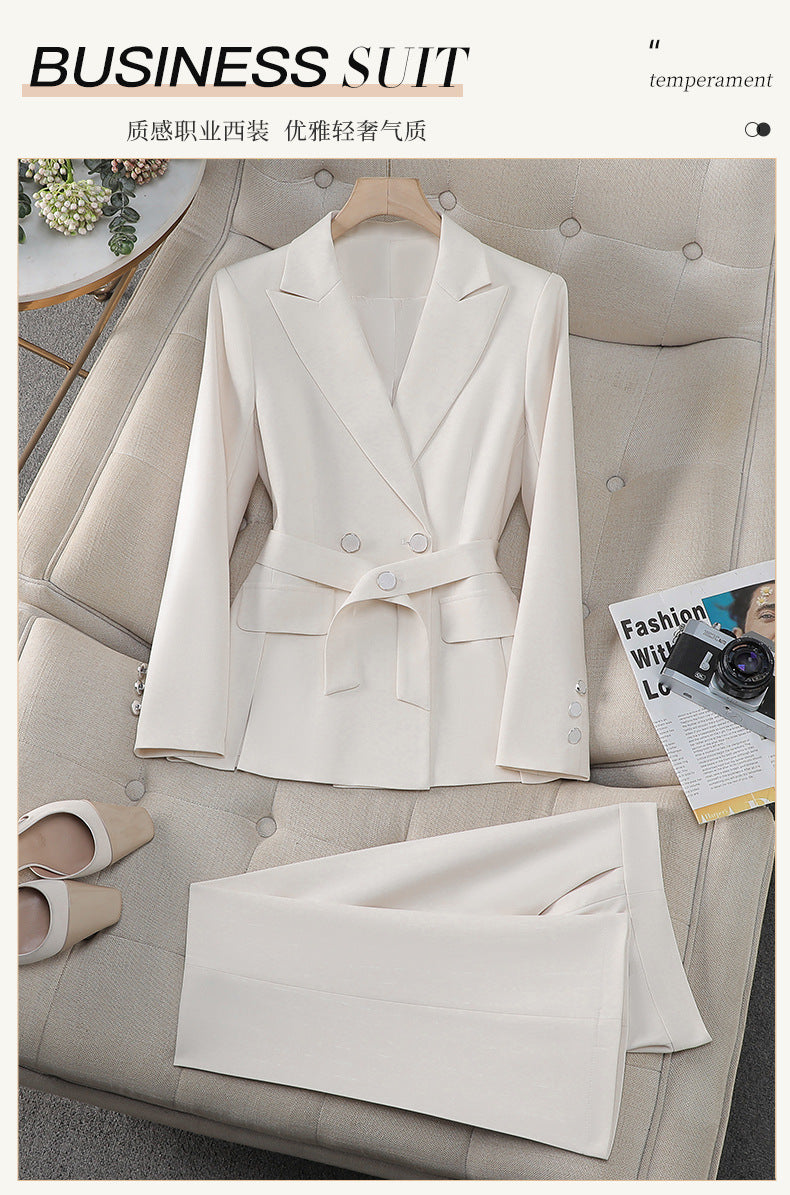 Cross-Border Professional Suit Set for Women, New Spring and Autumn Korean Style Casual Professional Attire, High-End Waist-Cinching Blazer Jacket