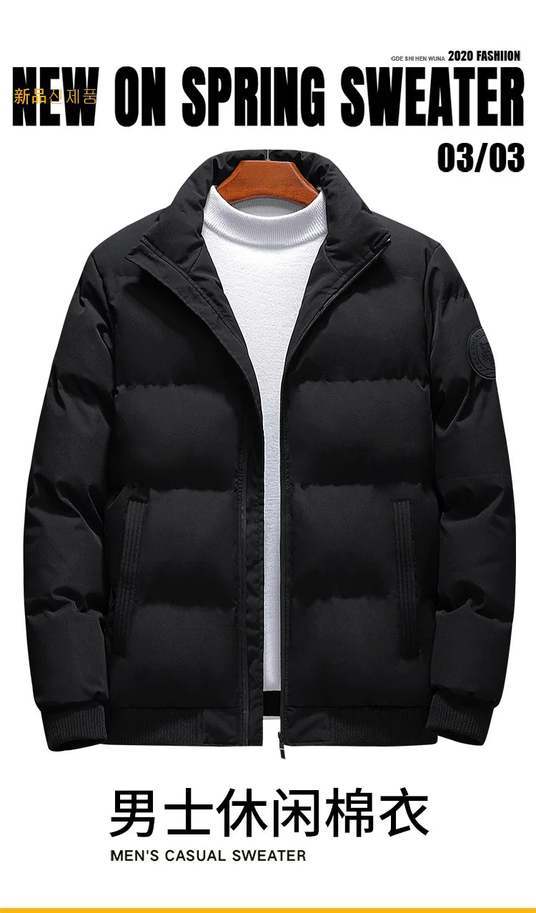 2022 Winter New Men's Cotton Jacket Trendy Stand Collar down Cotton Coat Men's Fashion Brand Outerwear Korean Style Thick Cotton Jacket