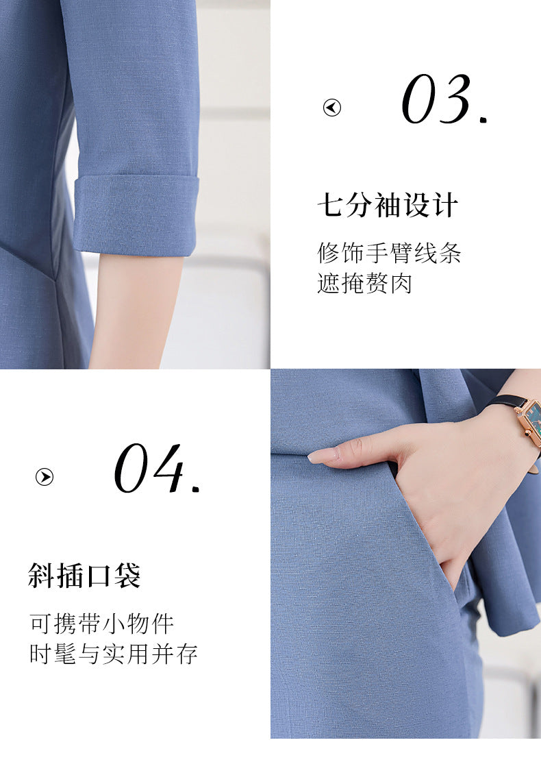 Pink Mid-Sleeve Suit for Women 2025 New Summer Thin Business Attire Elegant Beauty Salon Front Desk Work Clothes