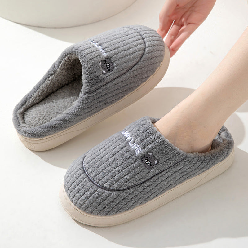 Winter Cotton Slippers Women's Thick Bottom Indoor Home Warm Comfortable fleece-lined Household Non-Slip Couple Mao Slippers for Men