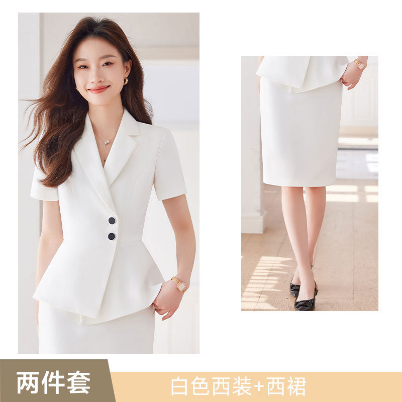 Short-Sleeved Suit Women's Summer 2025 New Classy Formal Hotel Jewelry Front Desk Professional Elegant Work Clothes