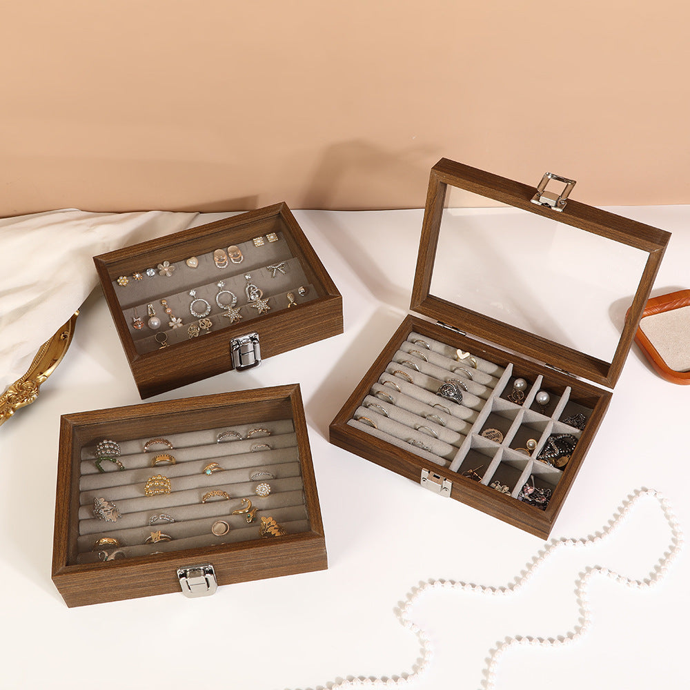 Wooden Jewelry Box Necklace Jewelry Ring Jewelry Box Jewelry Storage Box Bracelet Solid Wood Black Walnut Display Stand