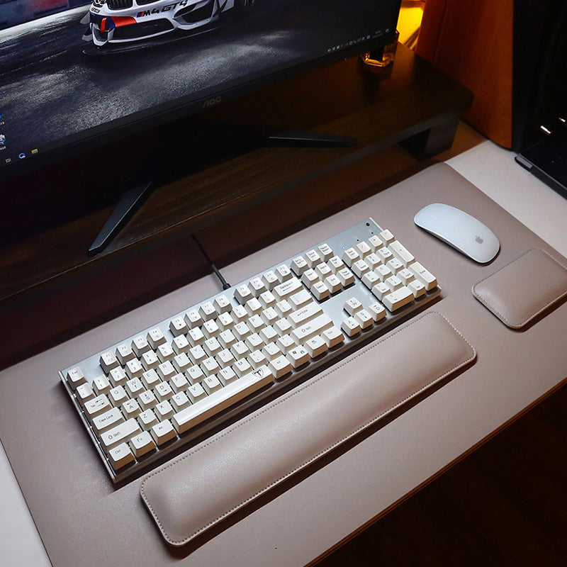 Source factory simple leather mouse pad oversized wrist keyboard hand rest solid color computer office wrist pad wholesale