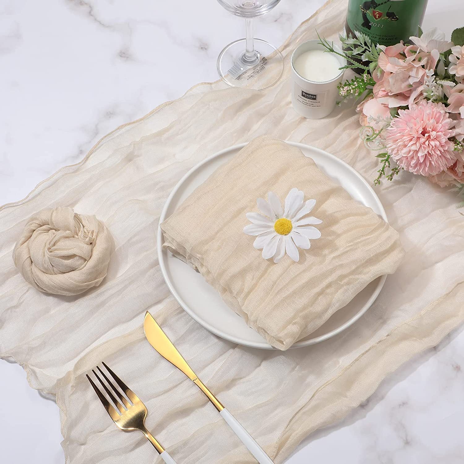 Bali Crepe Table Flag Foreign Trade Western Tablecloth Light Luxury High-End Wedding Party Decoration Pleated Table Flag Wholesale