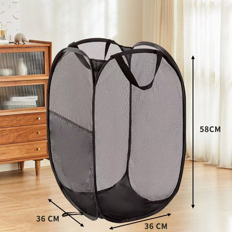 Dirty Clothes Basket, Foldable Large-Capacity Household Mesh Laundry Basket, Bathroom Storage Basket for Dirty Clothes