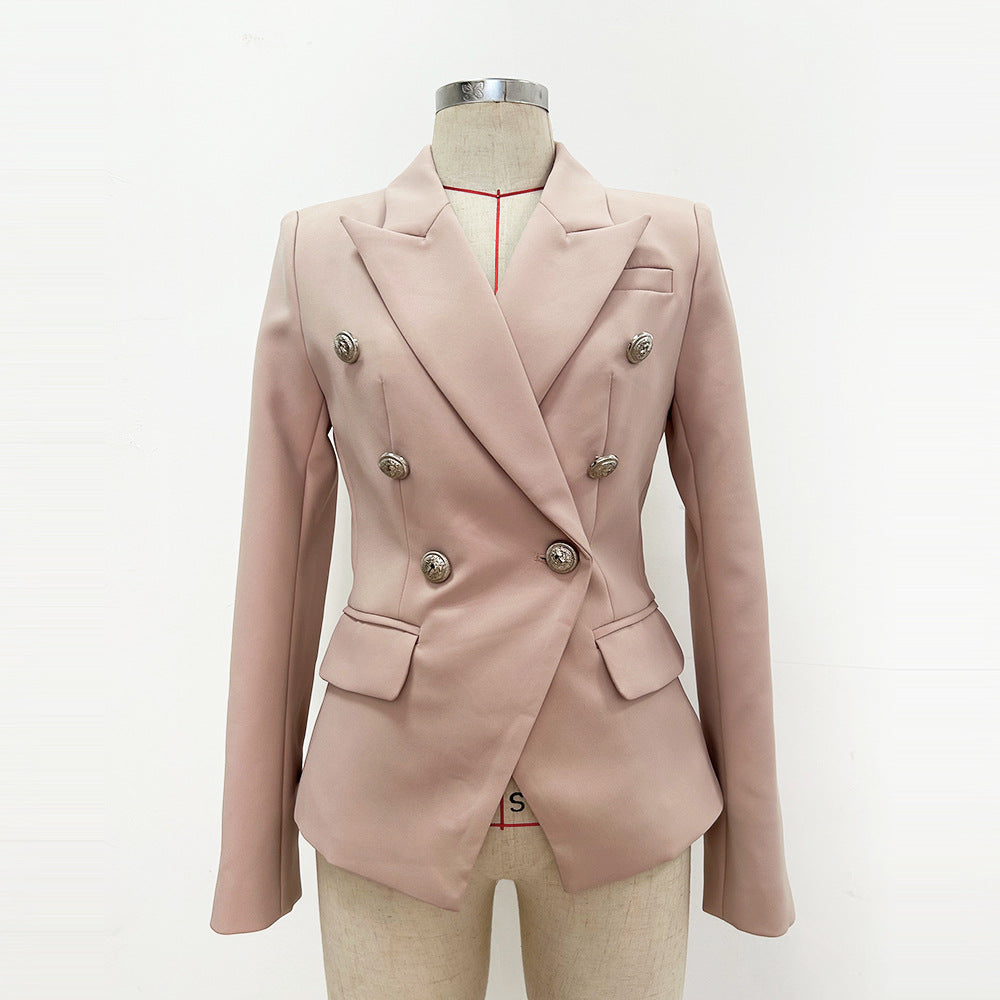 In Stock 2026 Export Star High-End Premium European and American Style Blazer with Metal Lion Head Buttons Double-Breasted Small Suit