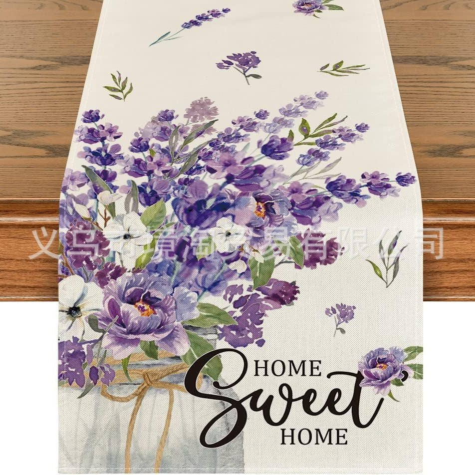 Linen Table Runner Pastoral Flower Lemon Summer Home Dining Table Outdoor Decoration Printed Tablecloth Table Runner