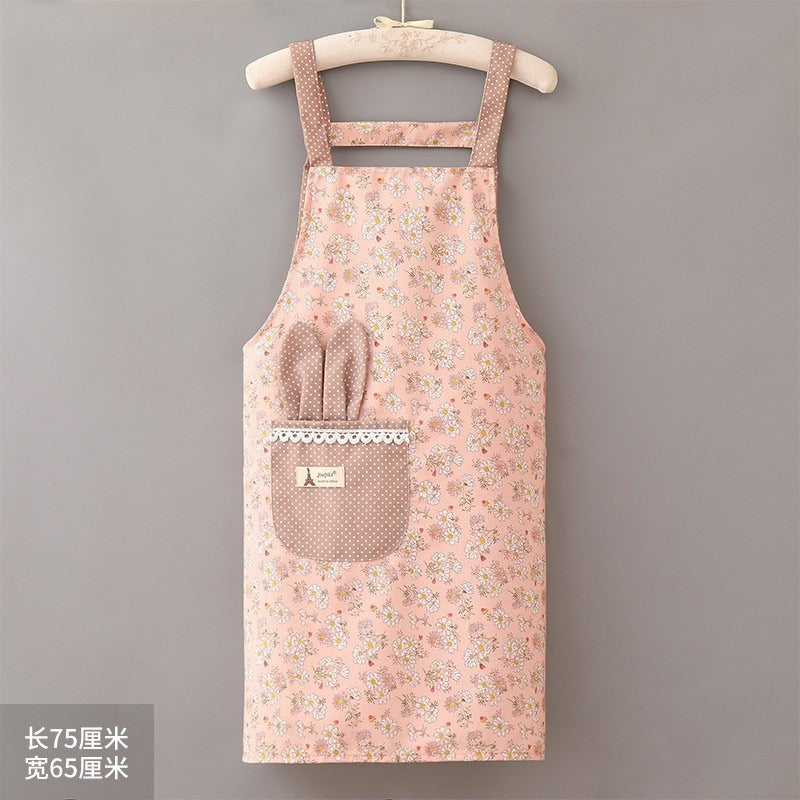 Factory Direct Sales New Kitchen Household Cooking Canvas Cotton Apron Lace Cute Hand-Wipeable Suspenders Pure Cotton for Women