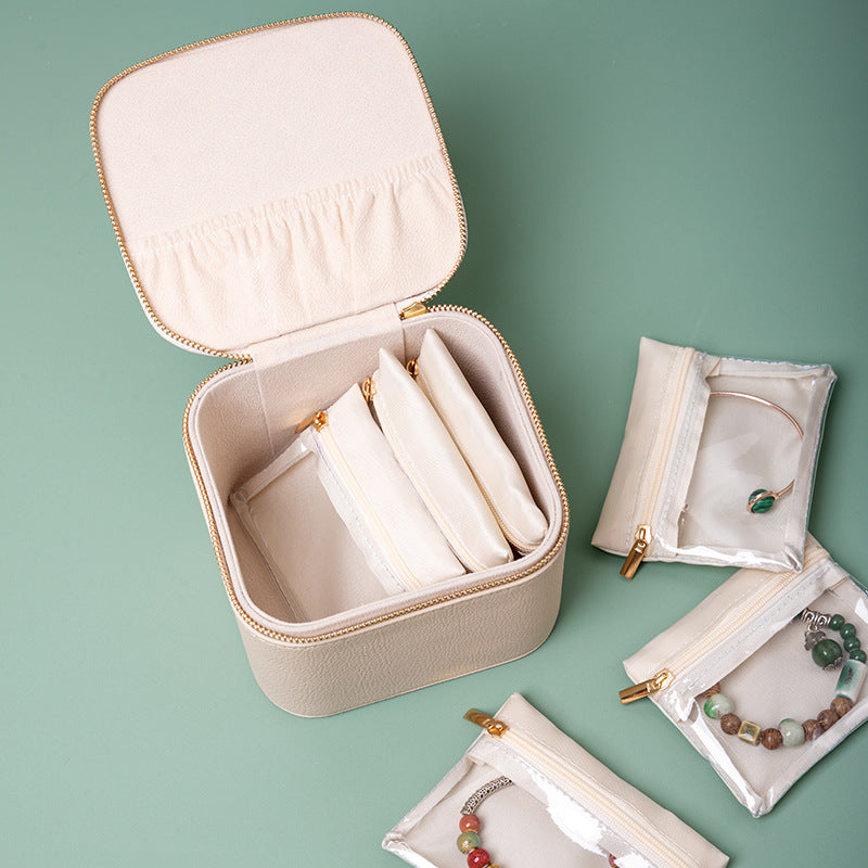 Cross-border independent packaging bag jewelry box portable ladies travel earrings necklace jewelry storage box anti-oxidation