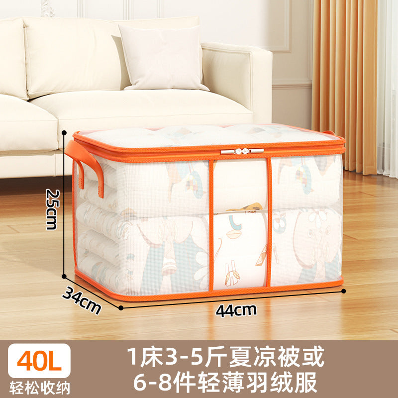 Transparent Mesh Quilt Storage Bag Large Capacity Folding Home Wardrobe Clothing Moving Packing Bed Bottom Storage Bag