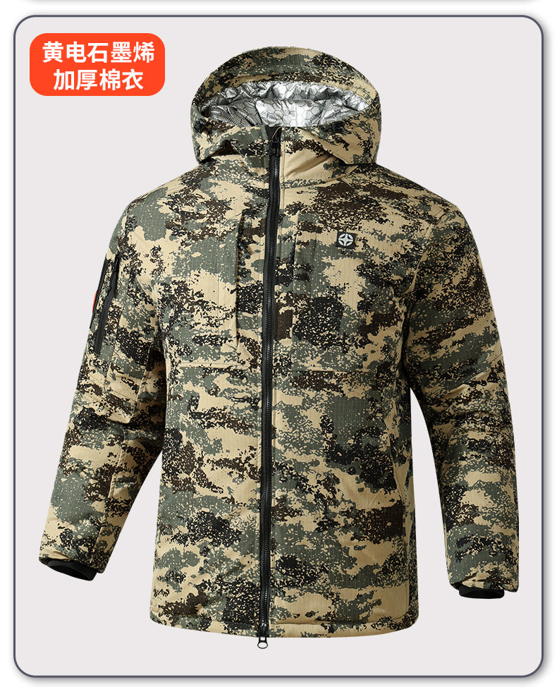 Upgraded Graphene Camouflage Cotton Coat, Thickeneded Cold-Proof and Waterproof Cotton Coat, Anti-Scratch and Wear-Resistant Cotton Jacket, Cold Storage Warm Cotton Coat