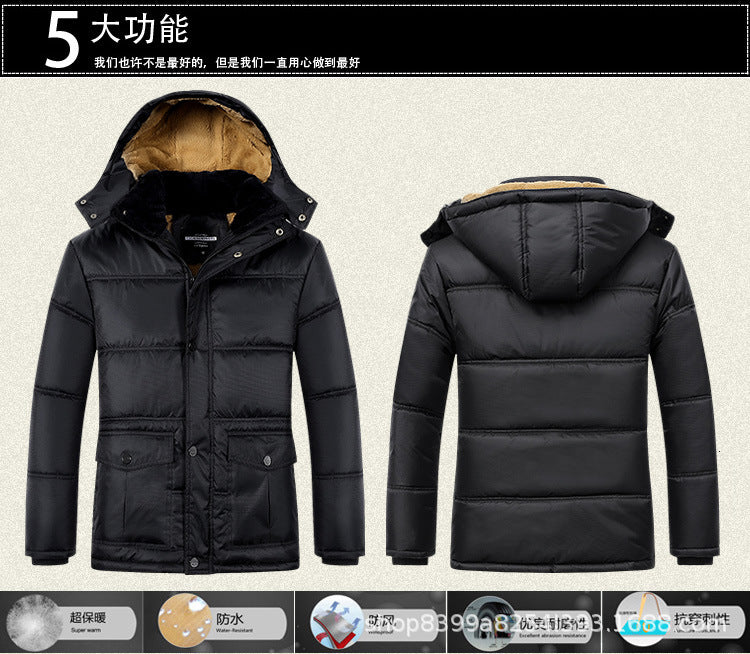 Cotton-padded coat for men 2019 new winter middle-aged and elderly warm cotton-padded coat fleece-lined thickened fashion dad wear wholesale