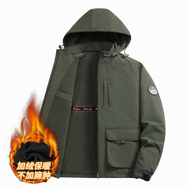 Cross-Border [M-8Xl] Cross-Border Large Size Men's Jacket Autumn and Winter New Casual Middle-Aged Men's Jacket Fleece-Lined