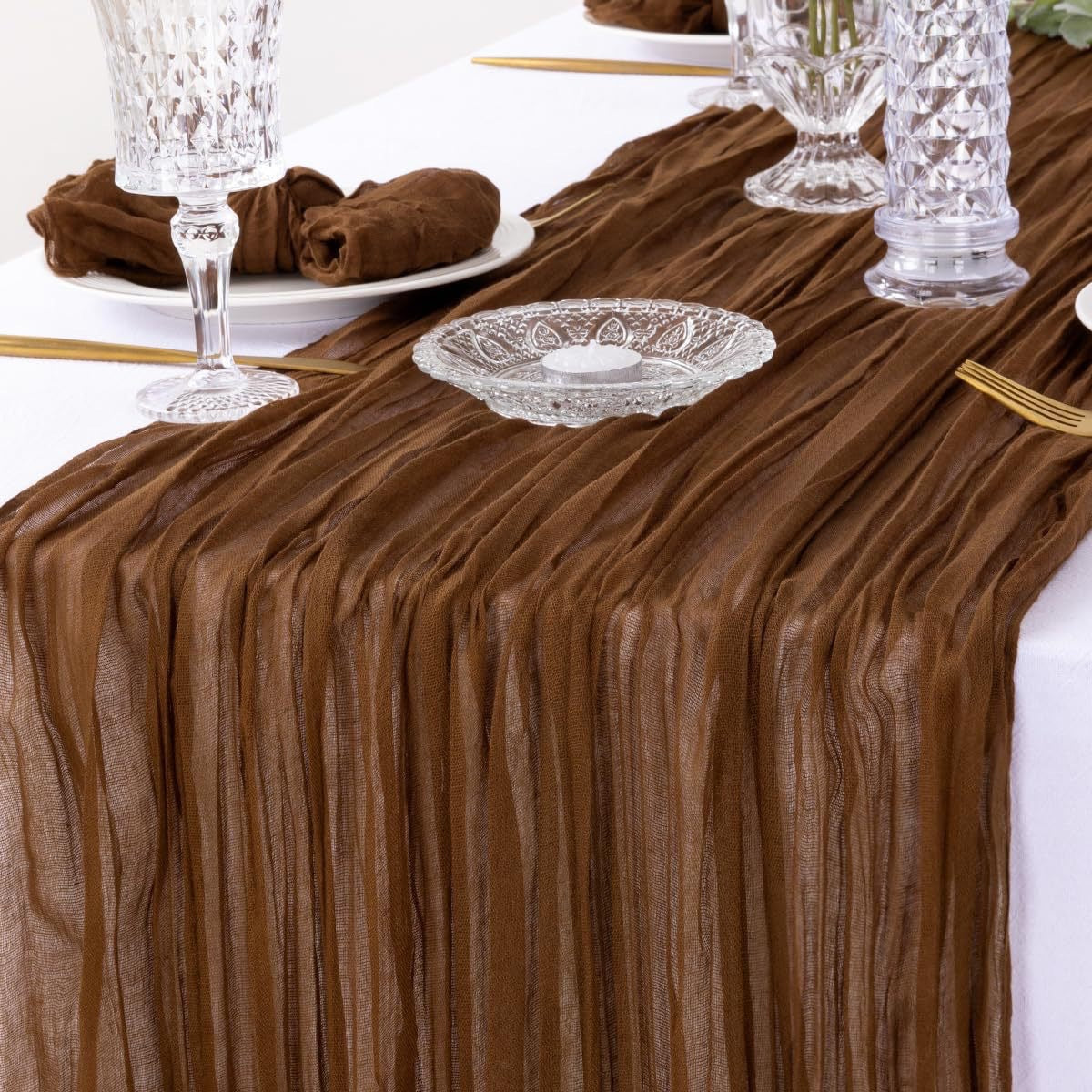 Bali Crepe Table Flag Foreign Trade Western Tablecloth Light Luxury High-End Wedding Party Decoration Pleated Table Flag Wholesale