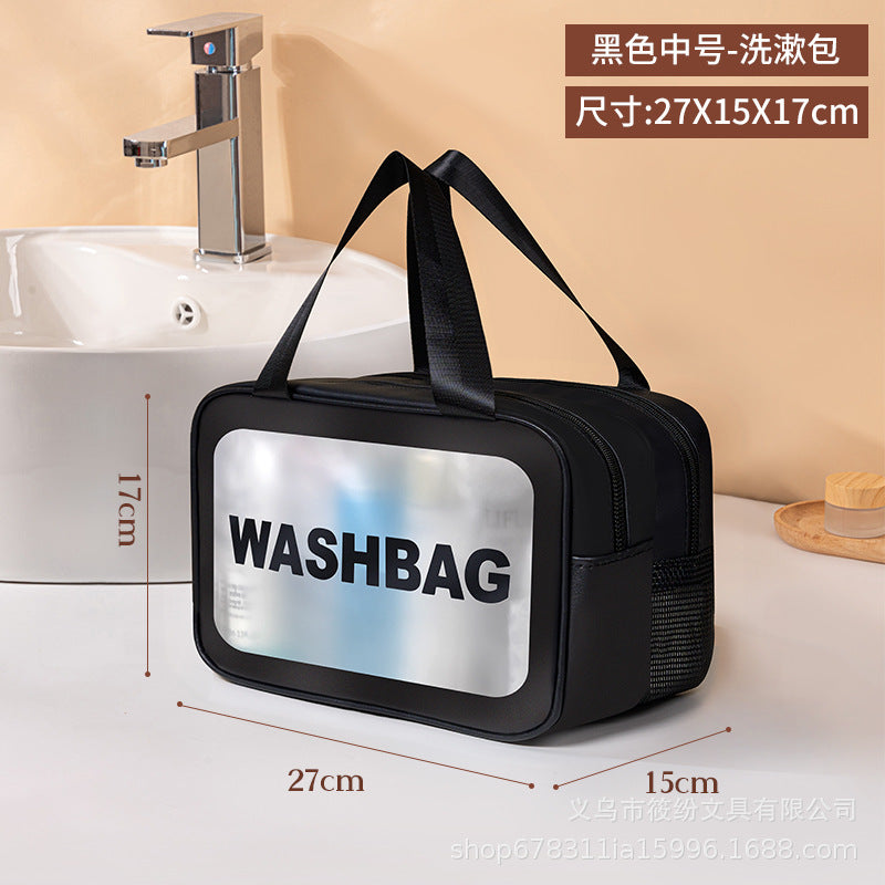 Korean Satchel Cosmetic Bag Pvc Dry and Wet Separation Toiletry Bag Satchel Waterproof Bath and Swimming Frosted Storage Bag