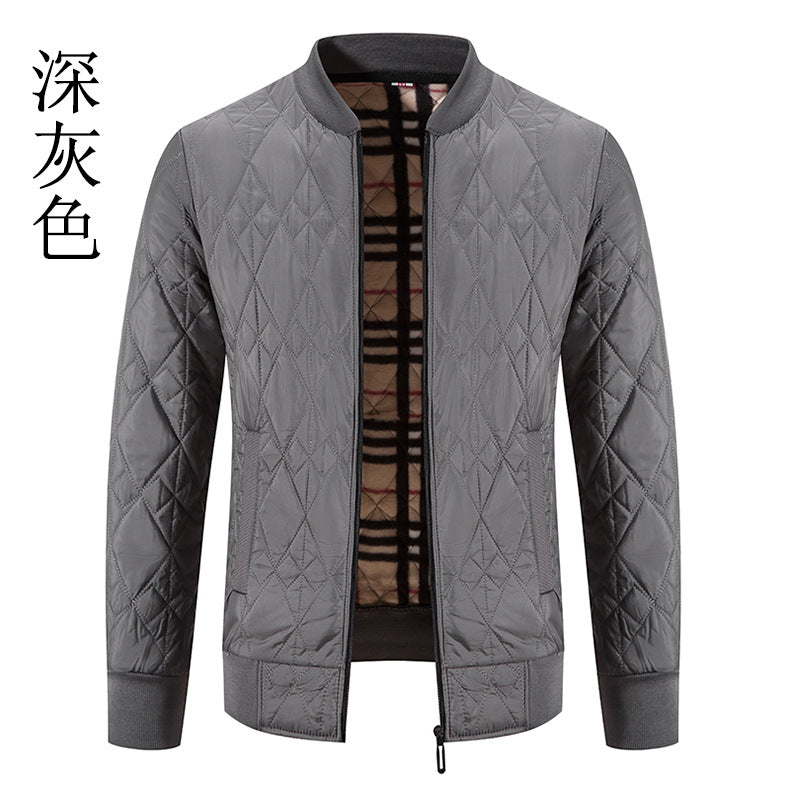 Cross-border winter fleece-lined thickened sweater plus size baseball collar zipper cotton-padded coat cardigan long sleeve warm sweater