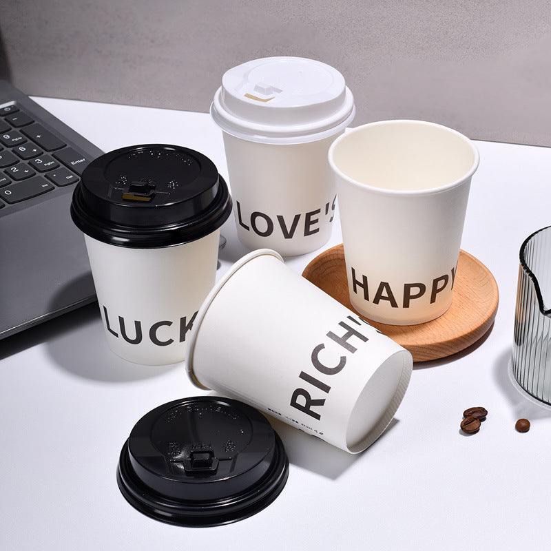 Ins Style Simple Disposable Paper Cup 250ml Large Capacity Household Thickened Tea Cup Wholesale Coffee Cup