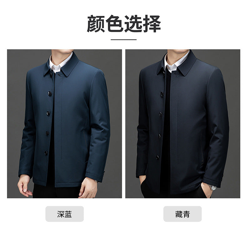 Pastoral Bird Jacket Cotton Coat Coat Winter Middle-aged and Elderly Men's Lapel Business Casual Lightweight Warm Silk Cotton Coat