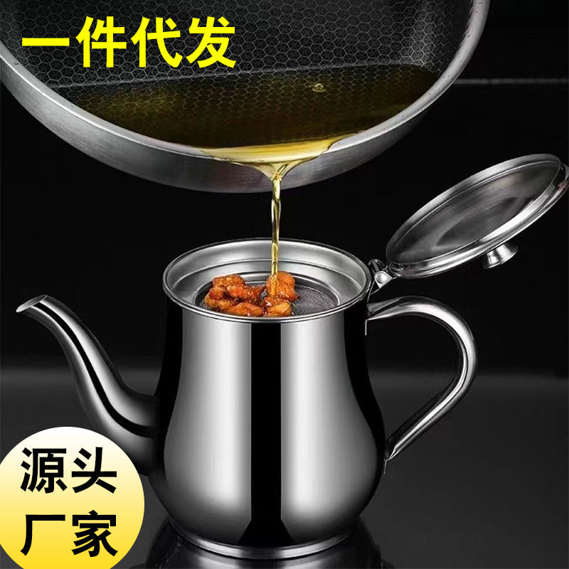 Carefully Selected Stainless Steel Oil Pots for Home Use, Leak-Proof Wine Pots, Ounce Pots, Oil Pouring Bottles, Seasoning Bottles, Kitchen Oil Containers, Wholesale