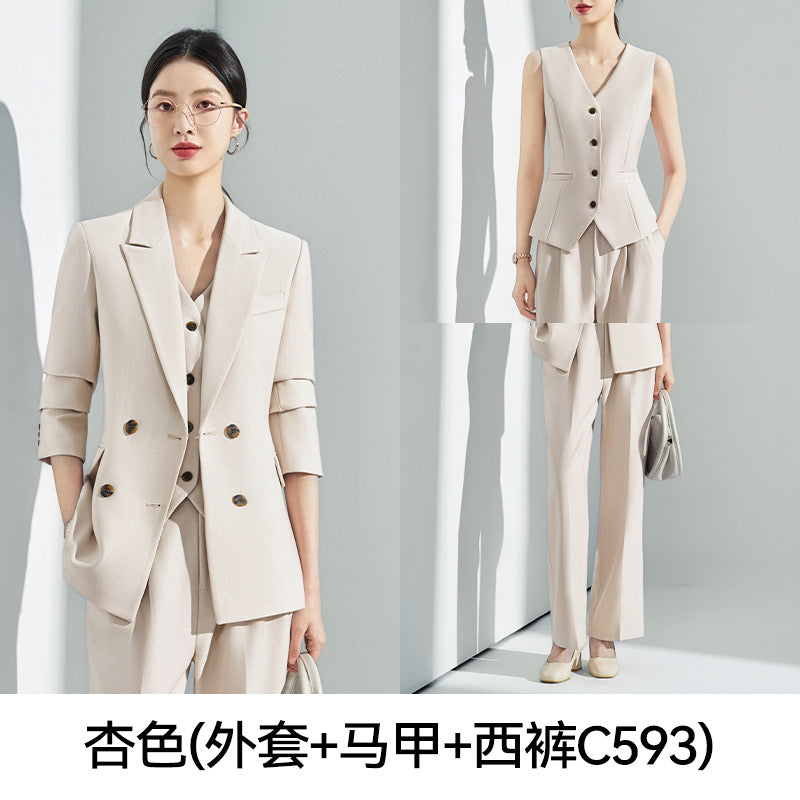 Blue Classy Professional Suit Suit for Women 2025 Spring & Fall New Style Workplace Formal Wear Elegant Work Clothing Three-Piece Suit