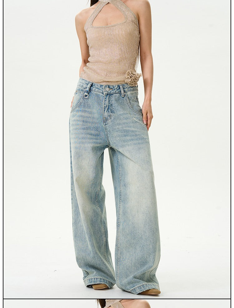 Trendy New American High Street Straight Loose Retro Jeans for Men, Stylish and High-End Street Pants for Couples
