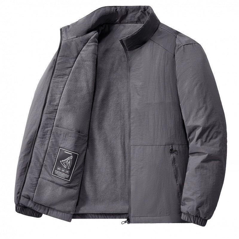 Cross-Border 2025 Tiktok Hot New Style Fleece-Lined and Cotton-Padded Men's Jacket for Outdoor Sports, Loose Korean Style Casual for Middle-Aged Men