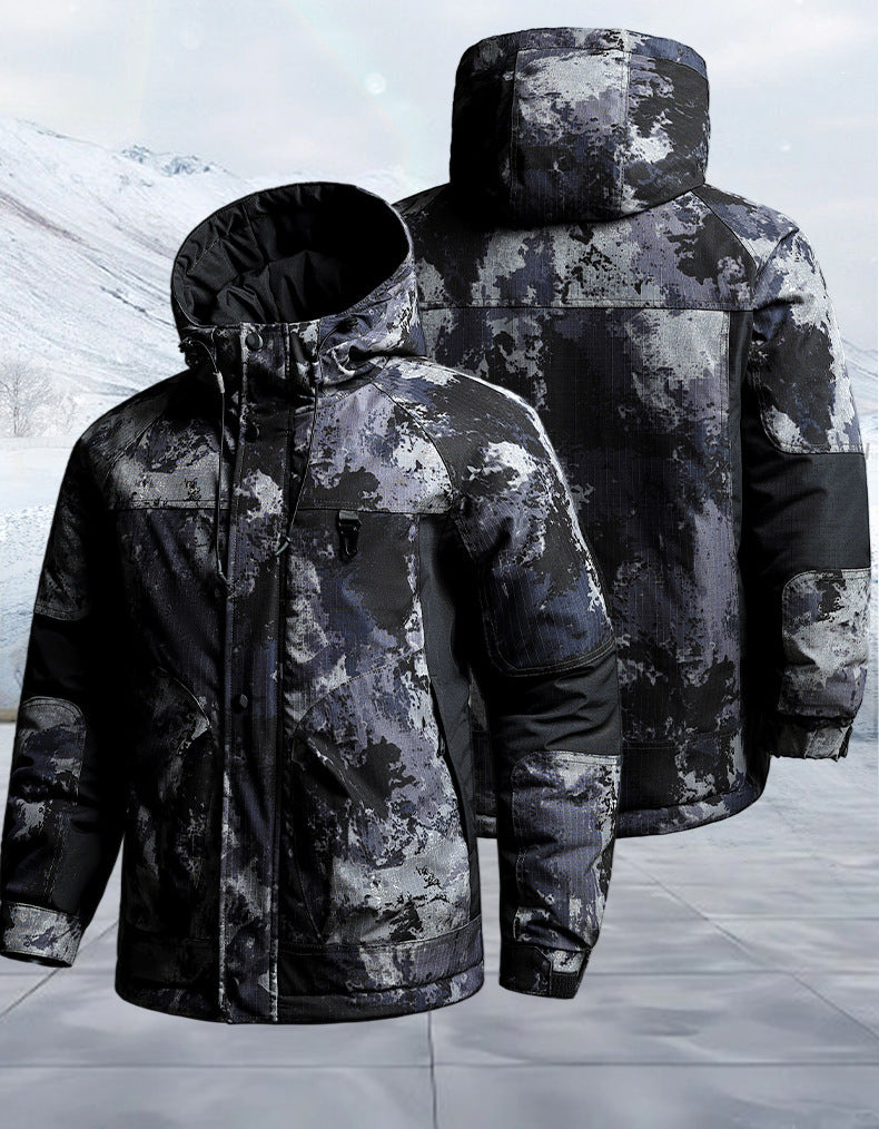 Autumn and Winter Tactical Camouflage Cotton Jacket Men's Cotton Jacket Jacket Cotton Jacket Hooded Jacket Thickeneded Work Clothes Outdoor