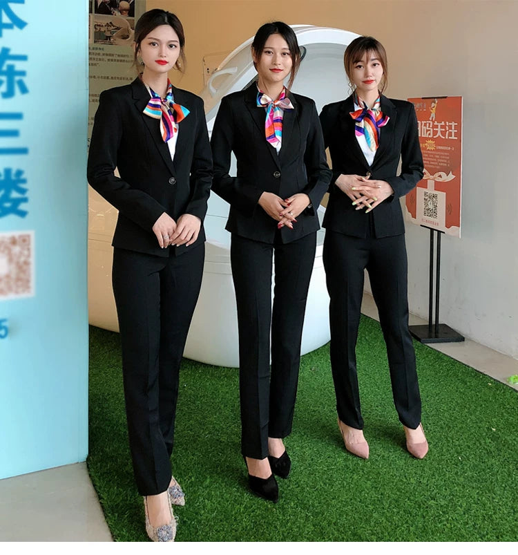 Three-piece suit overalls manager interview formal attire front desk beauty salon business attire bank mobile vest uniform