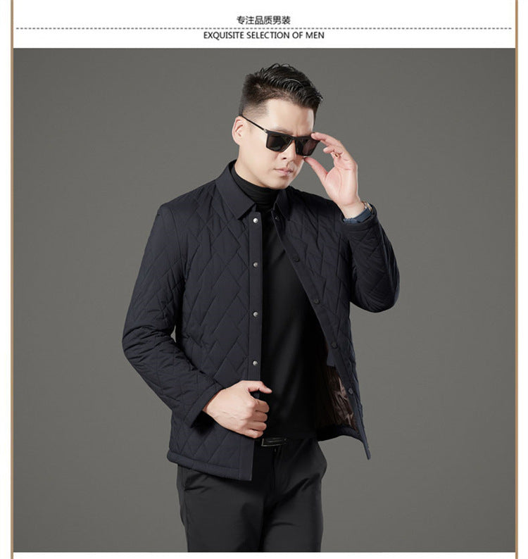 24 Winter Men's Cotton Jacket for Young and Middle-Aged, Casual Trendy Warm Silk Cotton Coat, Casual Outerwear for Men