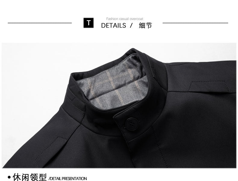 Is the brand of middle-aged and elderly men's windbreaker coat 2024 new winter stand collar long business dad cotton-padded jacket