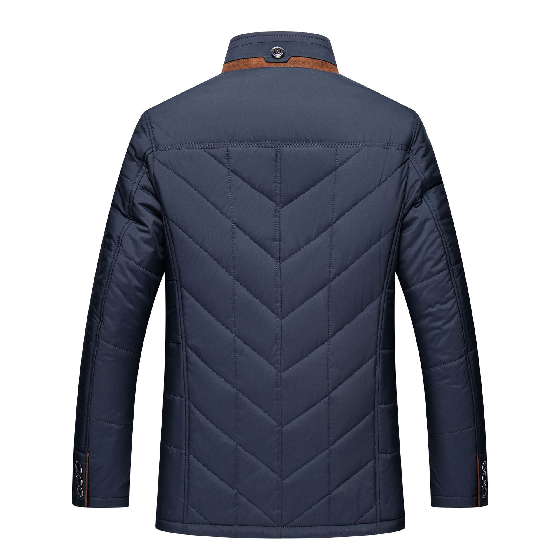 Cross-border 2024 winter father's warm casual cotton-padded jacket stand collar thickened middle-aged and elderly fashion cotton-padded casual coat