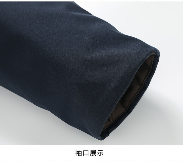 Middle-aged and elderly cotton-padded jacket 2024 winter middle-aged men's fleece-lined hooded jacket business leisure warm cotton-padded jacket