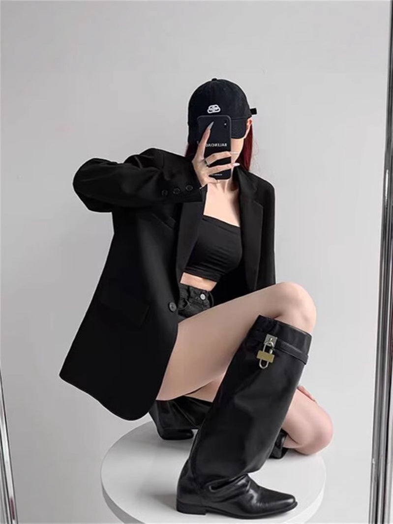 Light Luxury Small Suit for Women, 2026 Spring New Style, Gray Commuter Suit, Niche Design, Elegant Jacket