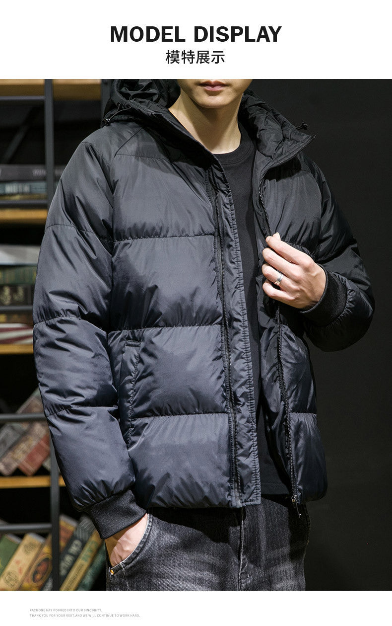 Cross-Border Men's Thickened Cotton Jacket with Hood, Loose Fit, Warm, Versatile, Casual, Cold-Proof Men's Cotton Coat, Trendy Sports Jacket