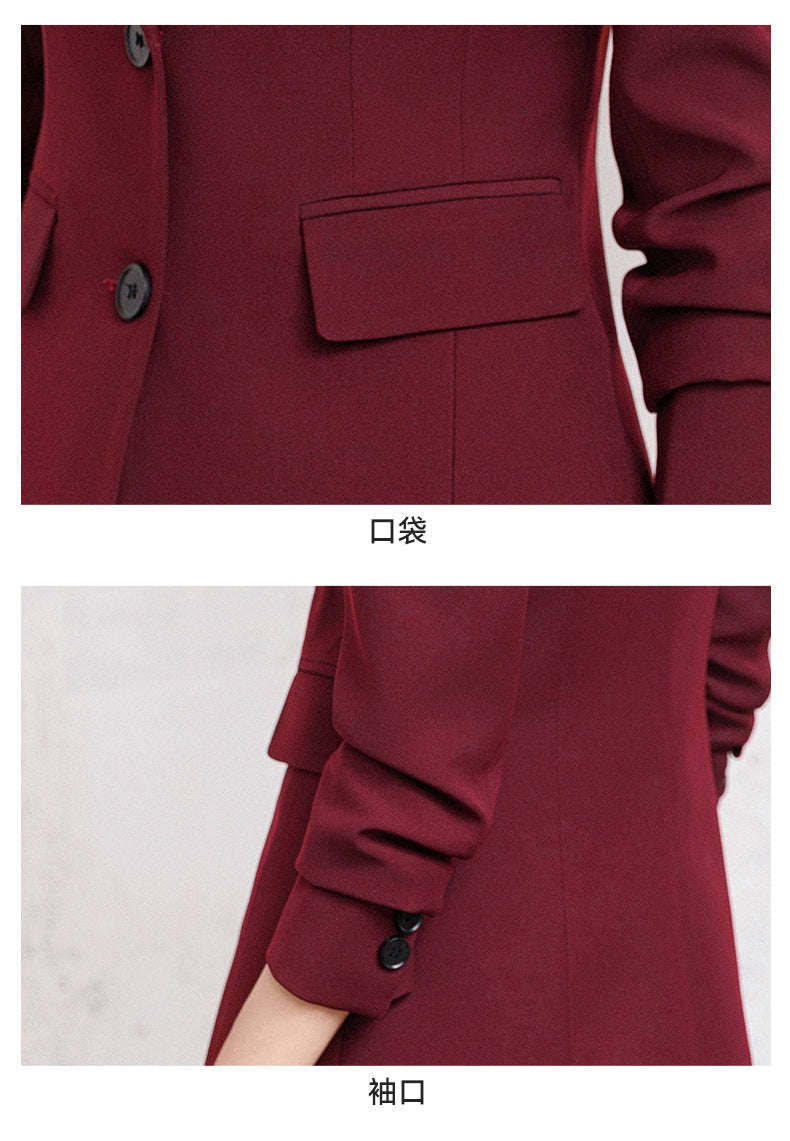 Cross-Border Red Hostess Suit Set for Women, Formal Attire for Broadcast Art Exams, Speech Competitions, Interviews, and News Anchor On-Camera Appearance