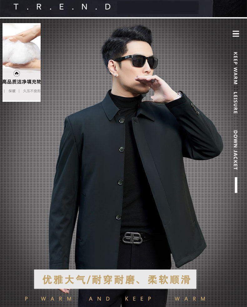 2024 Winter Coat Thickened Cotton-padded Jacket Men's High-grade Mulberry Silk Cotton-padded Jacket for Middle-aged and Elderly Dads Business Casual Jacket