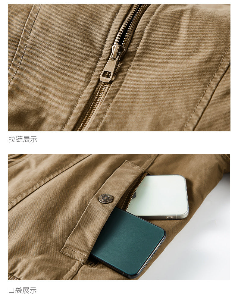 Factory Direct Sales Winter Velvet Men's Cotton-Padded Workwear Cotton-Padded Jacket Pilot Cotton-Padded Jacket 68C16