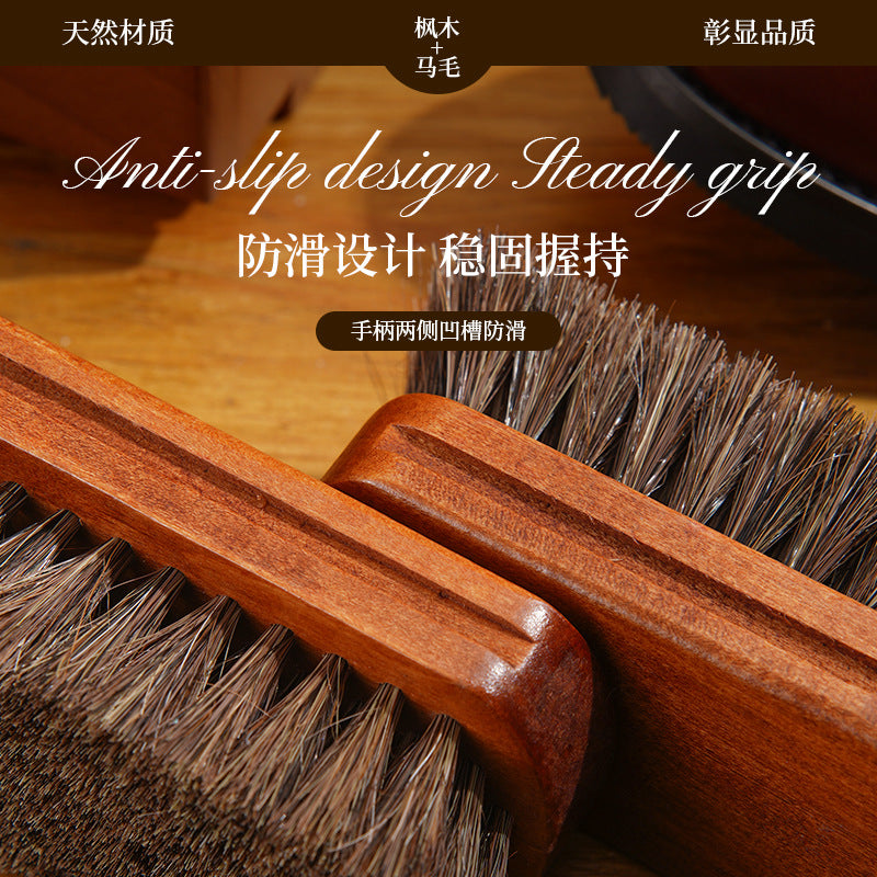Full Horsehair Brush (Excluding Pp) for Leather Shoes, Used for Applying Shoe Polish, Polishing Leather, and Soft-Bristle Cleaning