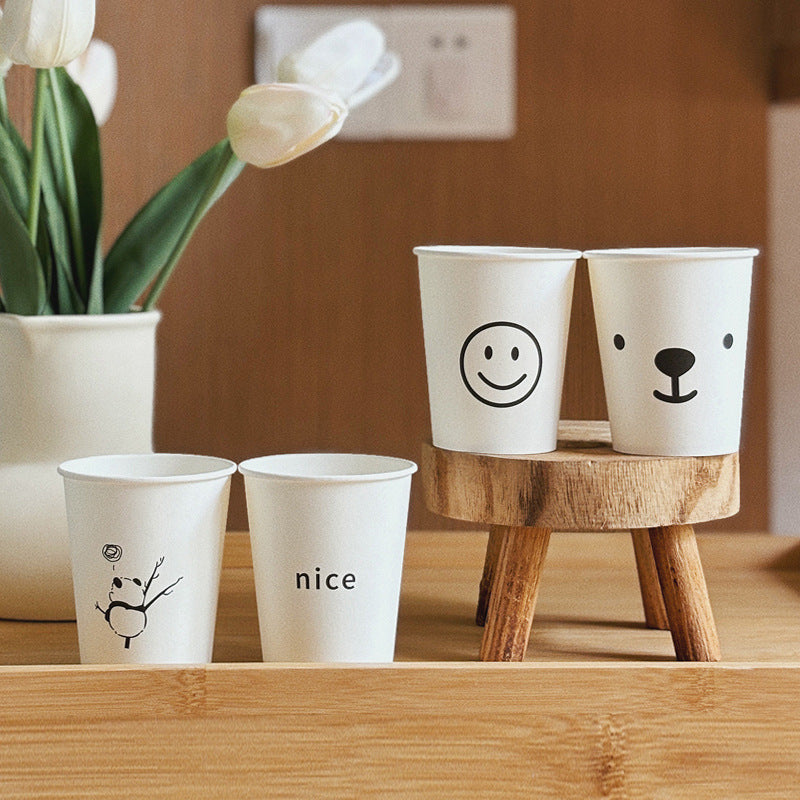 Ins Style Simple Disposable Paper Cup 250ml Large Capacity Household Thickened Tea Cup Wholesale Coffee Cup