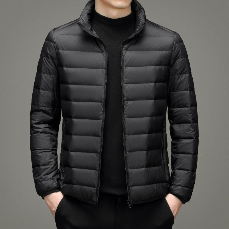 Senior fleece-lined Cotton-padded Coat Men's Lightweight Short Men's Coat Men's Native Coat Father's Coat Thin Middle-aged plus size Korean Winter Coat