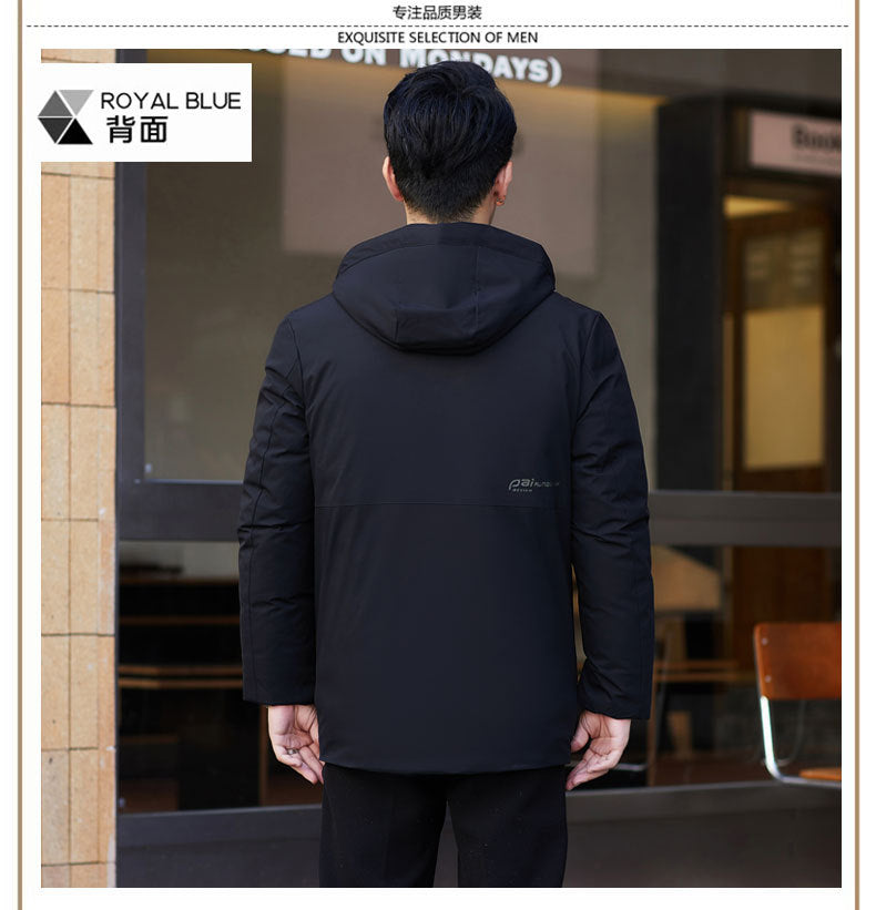 2024 winter new silk cotton-padded jacket casual men's business middle-aged cotton-padded hooded thick warm coat wholesale