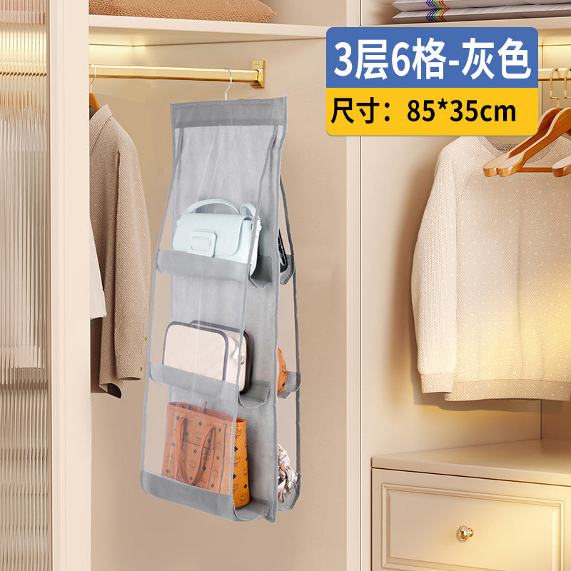 Bag Storage Hanging Bag, Wardrobe Wall-Mounted Fabric Storage Bag, Double-Sided Dormitory Storage Rack, Wall-Mounted