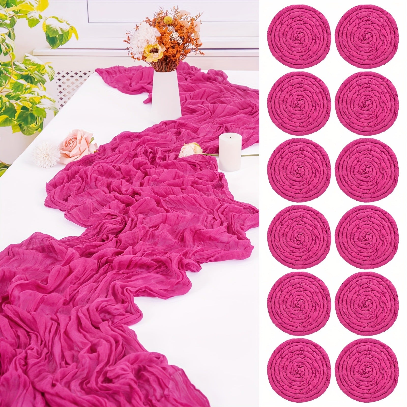 Bali Crepe Table Flag Foreign Trade Western Tablecloth Light Luxury High-End Wedding Party Decoration Pleated Table Flag Wholesale