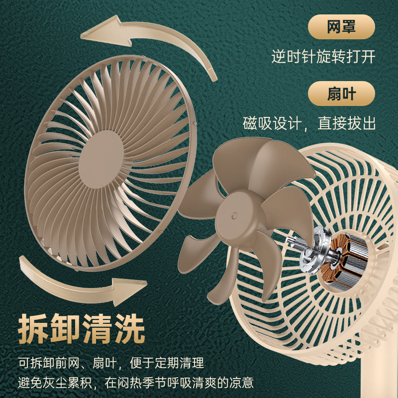 Cassidorf small fan office desktop fan USB6 inch shake head rechargeable desktop bedside fan long endurance