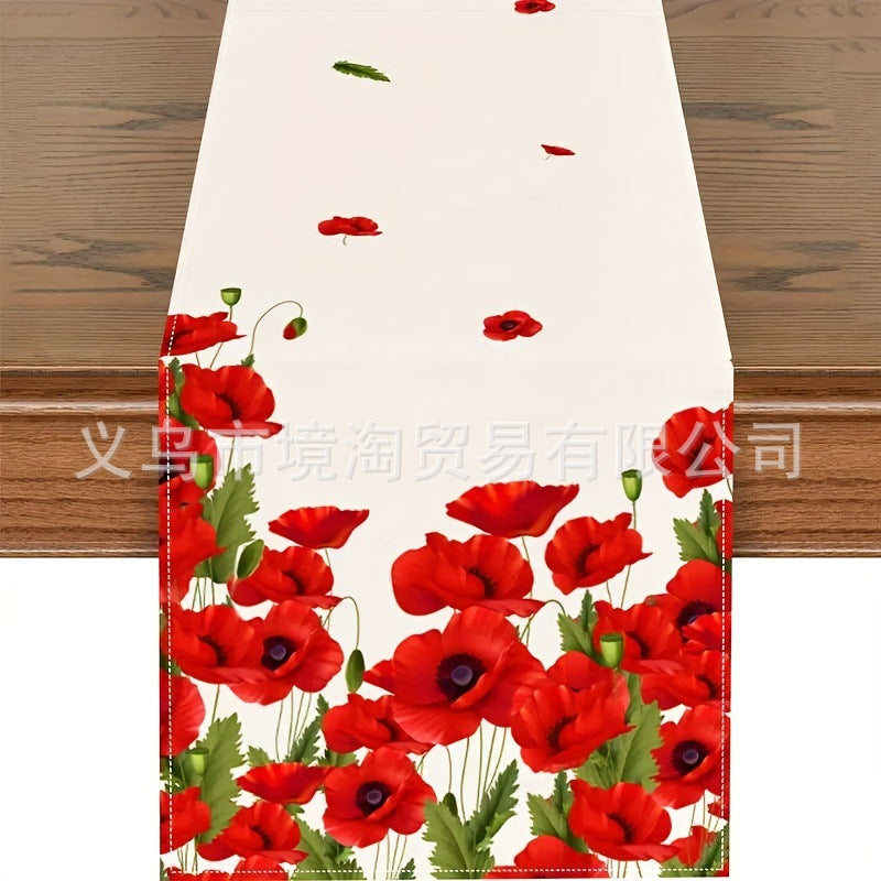 Linen Table Runner Pastoral Flower Lemon Summer Home Dining Table Outdoor Decoration Printed Tablecloth Table Runner